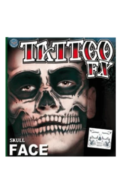 Tinsley Transfers Carnival Skull Face Temporary Tattoo