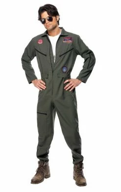 Smiffys Military Mens Top Gun Pilot Jumpsuit Costume