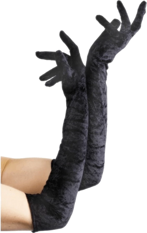 Smiffys Long Black Velvet Gloves Dolls 1 Smiffys Long Black Velvet Gloves Dolls