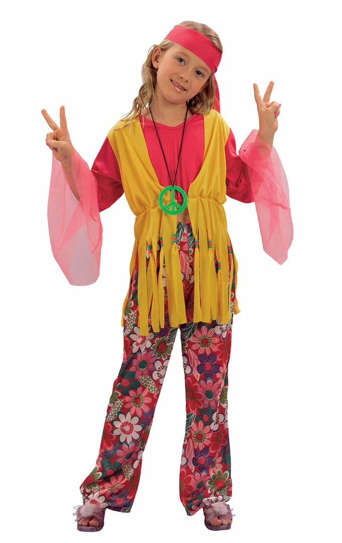 Bristol Novelty Kids 60s Hippy Girl Costume 1 Bristol Novelty Kids 60s Hippy Girl Costume
