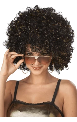 California Costumes 1960's Glitter Afro Black & Gold Wig
