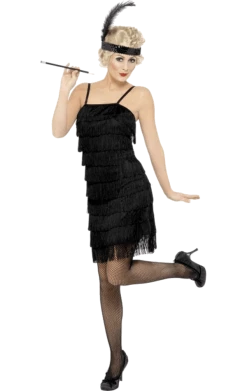 Smiffys Black Flapper Dress All Decades /Era Costumes