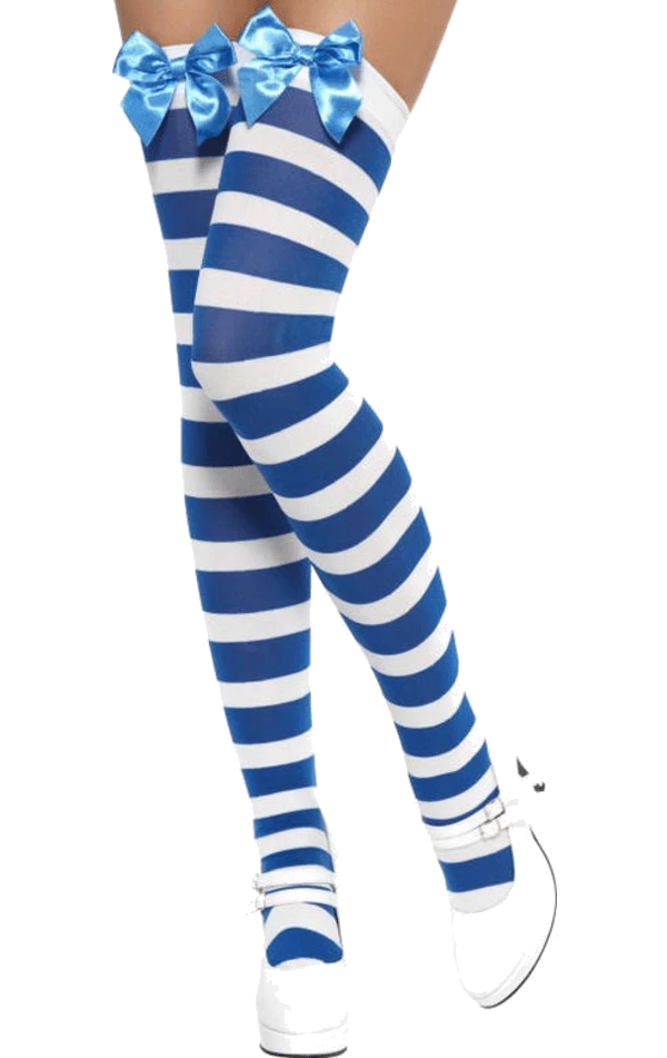 Smiffys Blue And White Striped Stockings Sailors 1 Smiffys Blue And White Striped Stockings Sailors