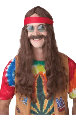 California Costumes 1960's Mens Hippie Wig & Moustache