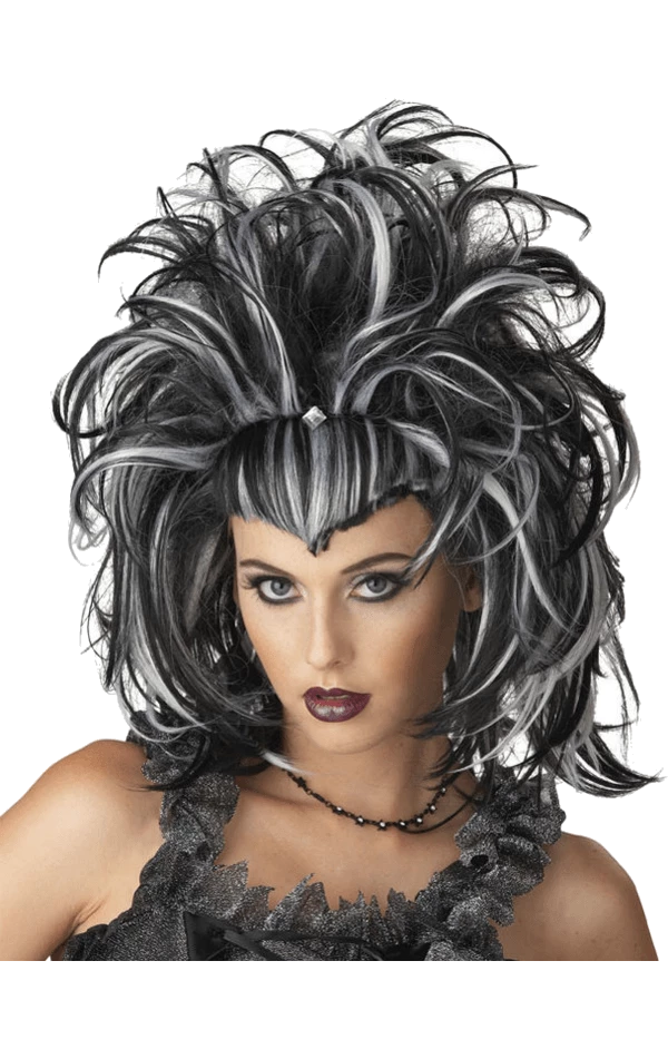 Palmer Halloween Black & White Evil Sorceress Wig 1 Palmer Halloween Black & White Evil Sorceress Wig