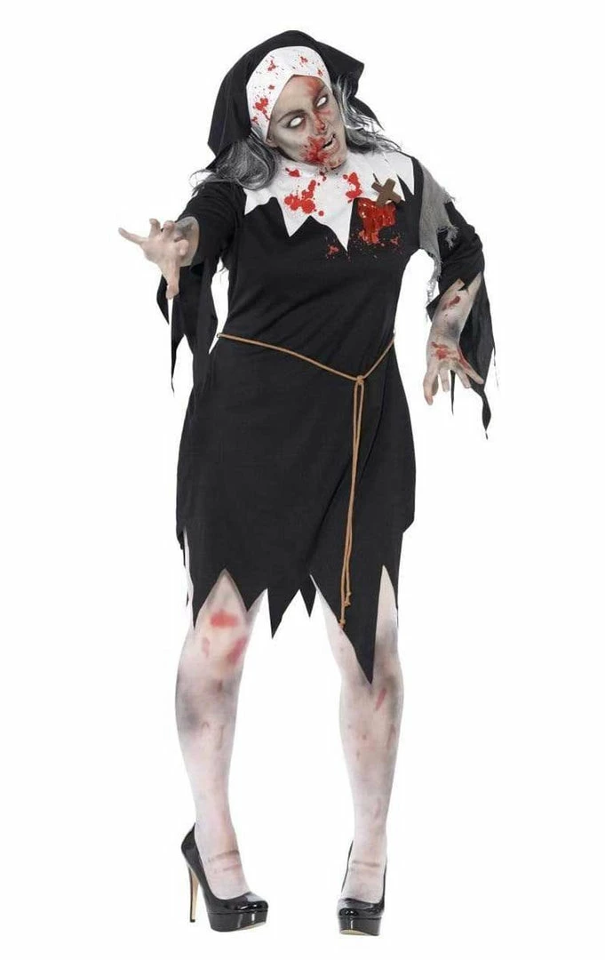 Smiffys Priest & Nun Halloween Zombie Nun Costume 4 Smiffys Priest & Nun Halloween Zombie Nun Costume