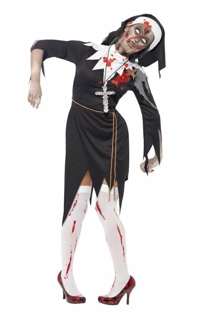 Smiffys Priest & Nun Halloween Zombie Nun Costume 1 Smiffys Priest & Nun Halloween Zombie Nun Costume