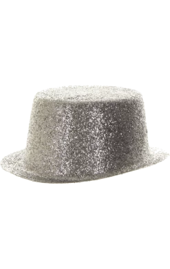 Bristol Novelty Silver Glittery Top Hat