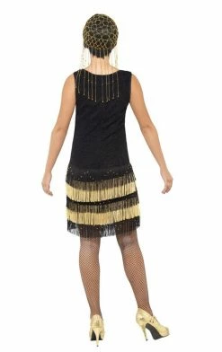 Smiffys Golden Fringe Flapper Dress All Decades /Era Costumes