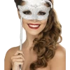 Smiffys White Masquerade Facepiece On Stick Masquerade Ball
