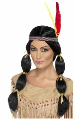 Smiffys Around The World Native American Black Wig
