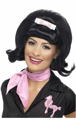 Smiffys 50s Sweetheart Black Wig All Decades /Era Costumes