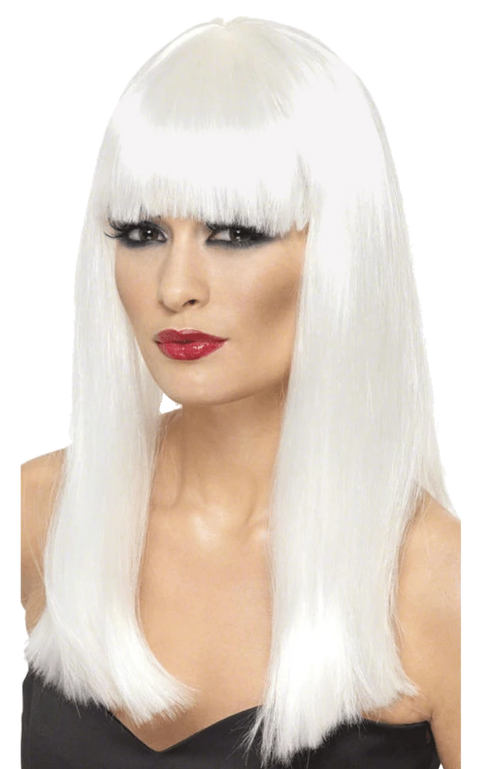 Smiffys Long White Wig With Fringe Halloween 1 Smiffys Long White Wig With Fringe Halloween