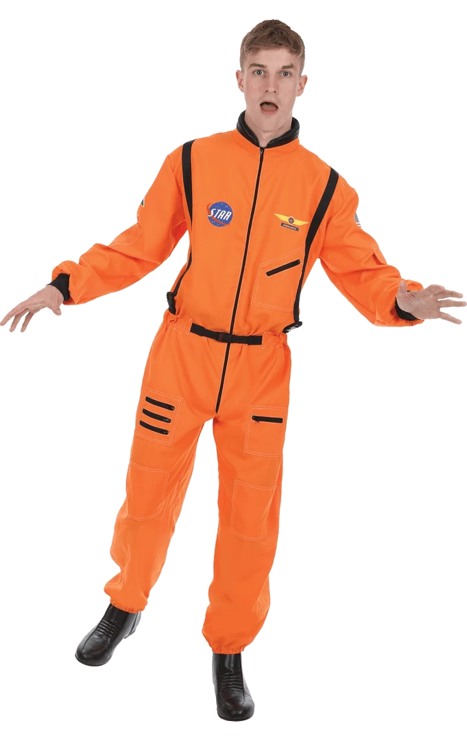 Orion Costumes American / USA Mens Orange Astronaut Costume 1 Orion Costumes American / USA Mens Orange Astronaut Costume