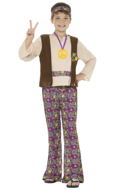Smiffys Kids 1960s Hippy Boy Costume All Decades /Era Costumes