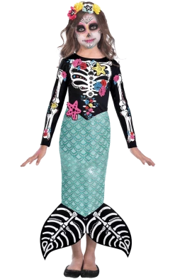 Amscan Kids Day Of The Dead Mermaid Costume Mermaids