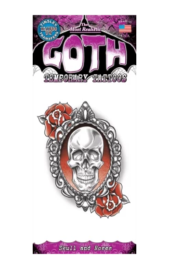 Tinsley Transfers Skull And Roses Goth Tattoo Accessory