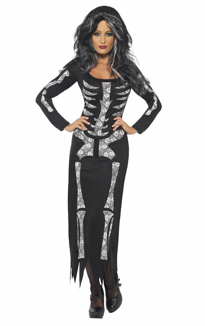 Smiffys Womens Skeleton Maxi Dress Costume Costumes Under £20 1 Smiffys Womens Skeleton Maxi Dress Costume Costumes Under £20