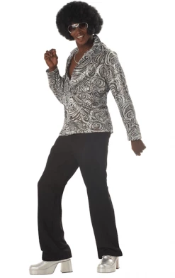 California Costumes Mens Groovy Disco Shirt & Wig Costume