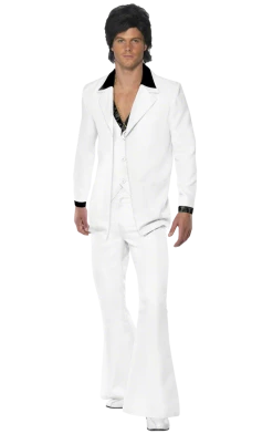Smiffys 1970s White Suit Costume All Decades /Era Costumes