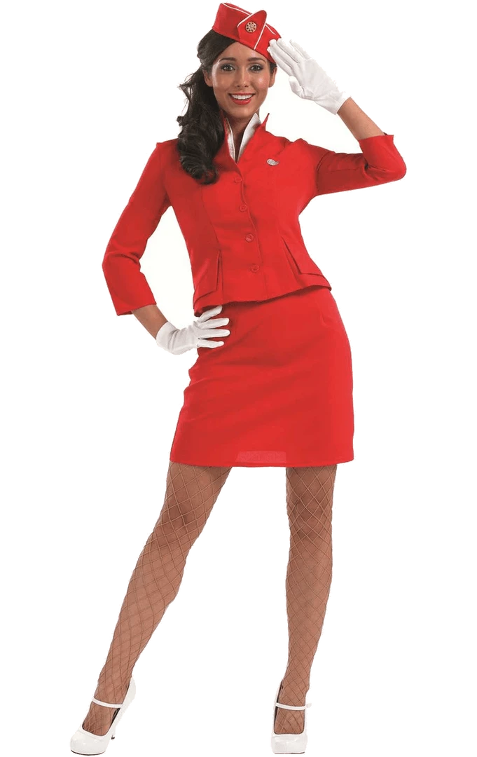 Fun Shack Womens Red Cabin Crew Costume 1 Fun Shack Womens Red Cabin Crew Costume