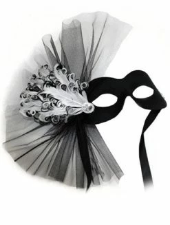 Generic All Accessories Black & White Masquerade Facepiece