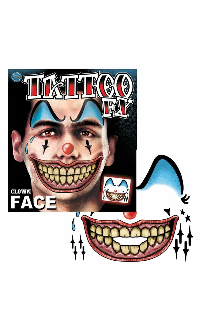 Tinsley Transfers Clowns Clown Face Tattoo Accessory 1 Tinsley Transfers Clowns Clown Face Tattoo Accessory
