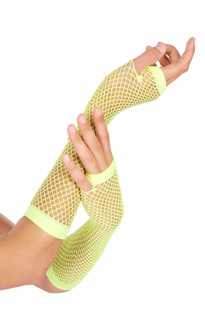 Generic Neon Yellow Fishnet Gloves 1 Generic Neon Yellow Fishnet Gloves