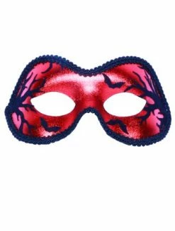 Generic Red Masquerade Facepiece With Bats Accessory