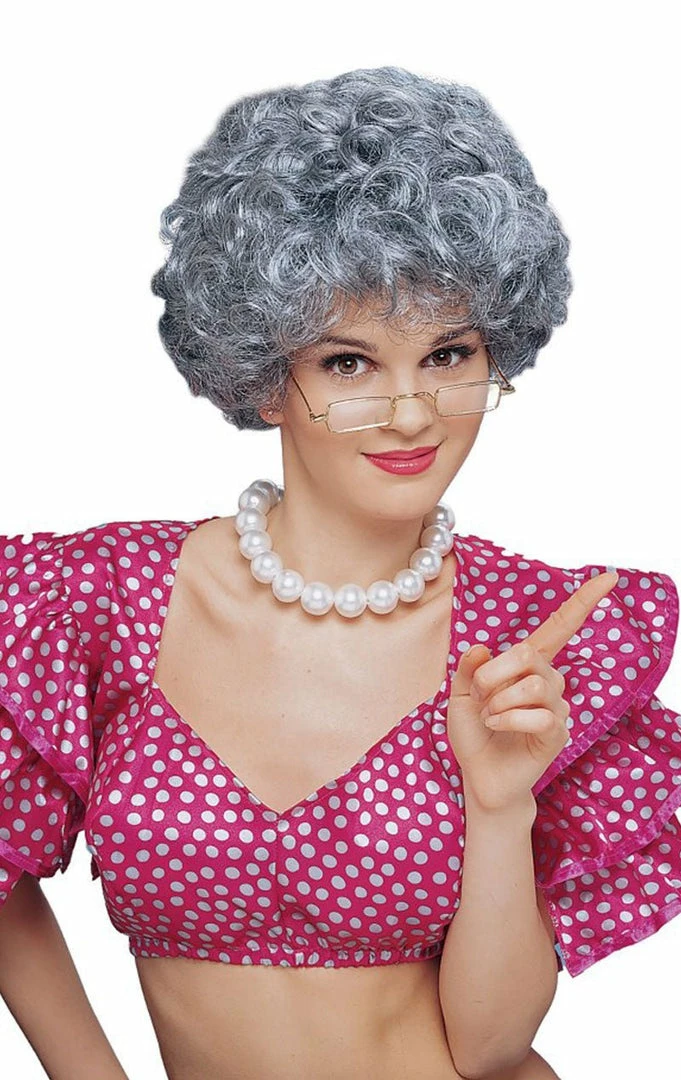 Generic Short Grey Granny Wig Accessory 1 Generic Short Grey Granny Wig Accessory