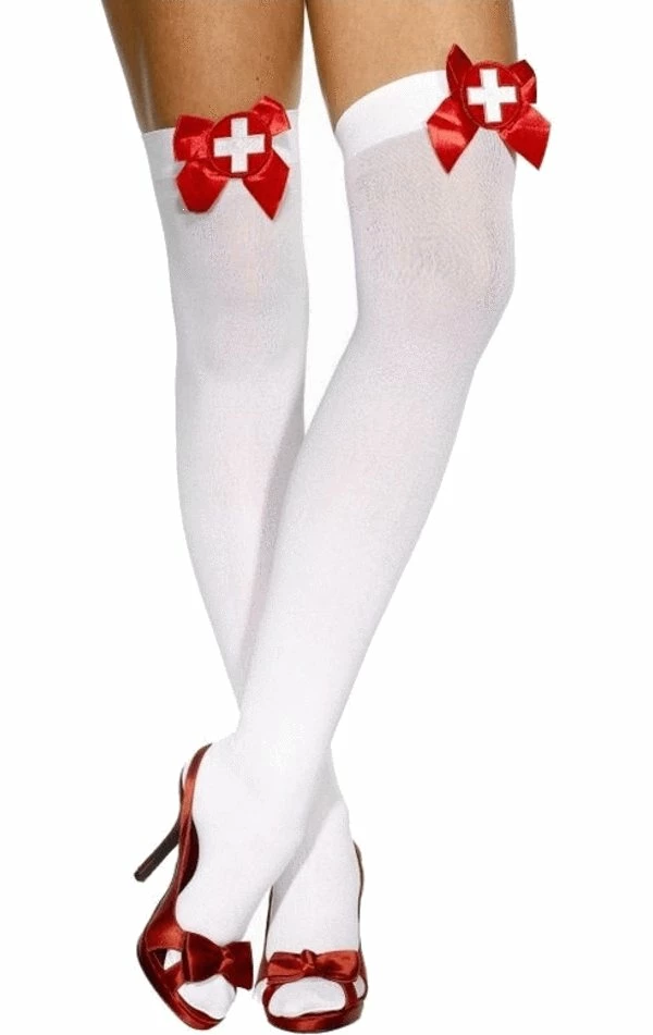 Smiffys White Nurse Stockings Accessory 1 Smiffys White Nurse Stockings Accessory