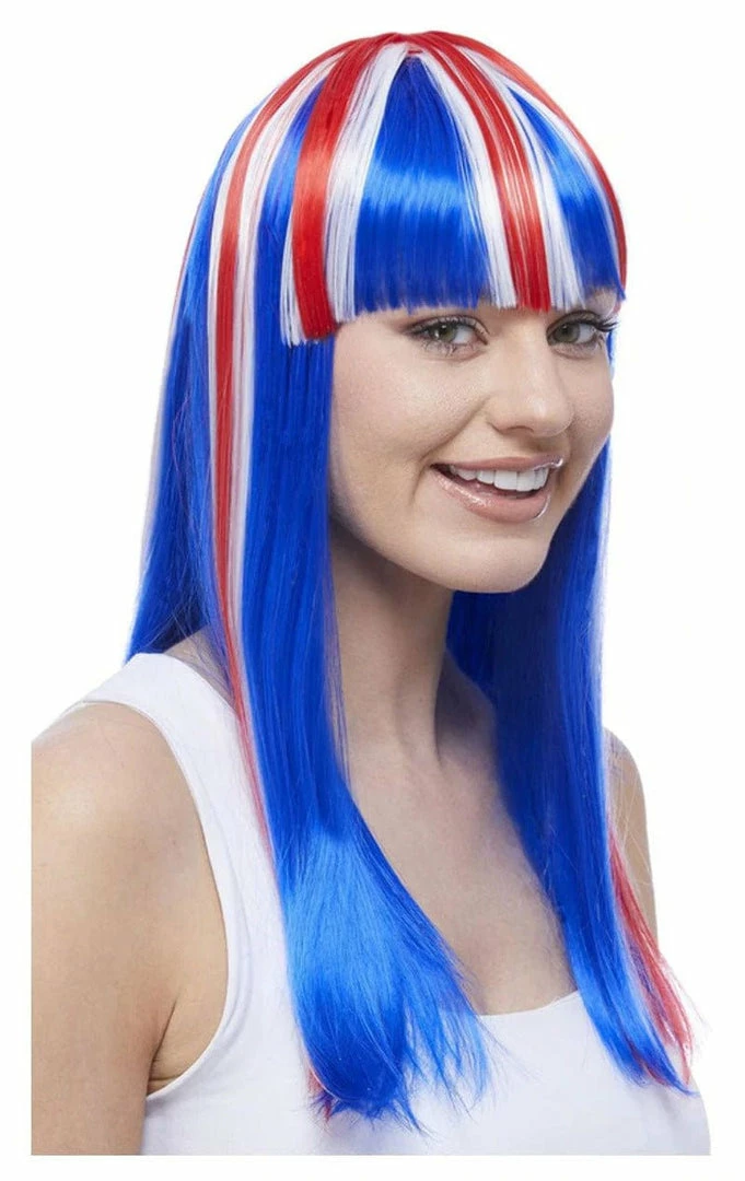 Generic British / UK Womens Union Jack Glamourama Wig 1 Generic British / UK Womens Union Jack Glamourama Wig